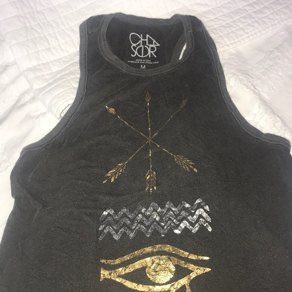 Chaser soft dark gray cotton razor back tank